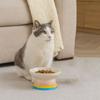 Flat/Slanted Mouth Cat Elevated Bowl Handmade Pet Food Bowl Cute Cat Bowl  for Feeding