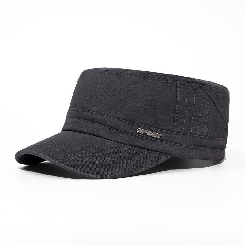 Flat Top Hat Men's Sun Hat British Vintage Cap Captain Cap Visors Hat Training Cadet Caps