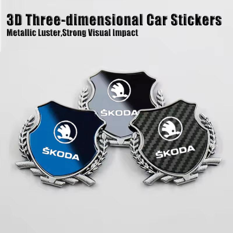 ABCDGF1 Alloy Car Fender Emblem Laser Logo Window Badge for Skoda Kodiaq Karoq Superb Fabia Kamiq Octavia Citigo Yeti Rapid Scala Vision