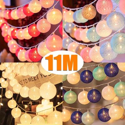 LED Baumwoll-Rattan-Kugel Lichterketten Fee Girlande Lichterketten Hochzeit Party Weihnachten Außen Garten Dekoration Lampe Glühbirne