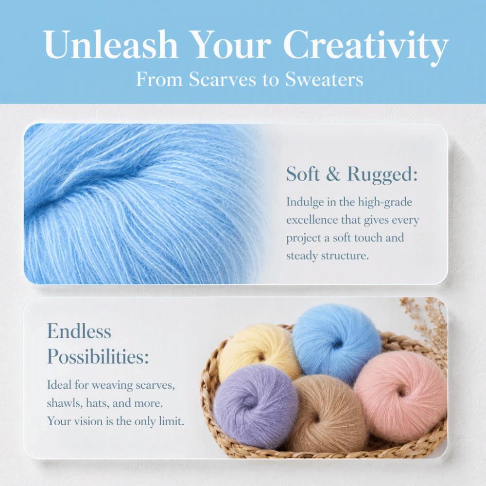 Light Blue Color Mohair Yarn Soft Texture Knitting Yarn Popular Angora Wool Yarn  For DIY Knitting