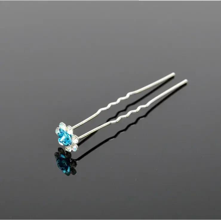 Alloy Diamond Studded Rose Hair Fork U-shaped Hairpin Brides Braided Hair Princess Diamond Studded Rose Headpiece Ladies Jewelry
