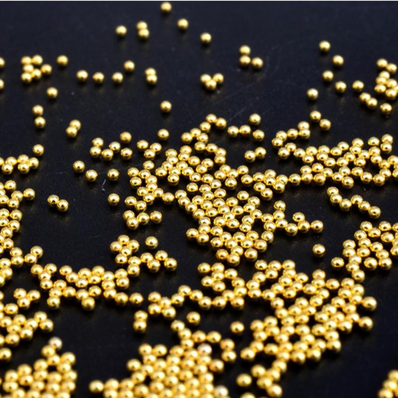 50g 1mm Charm Beads Nail Art Decoration Studs Micro Ball Steel Caviar Metal Ball Gold Silver