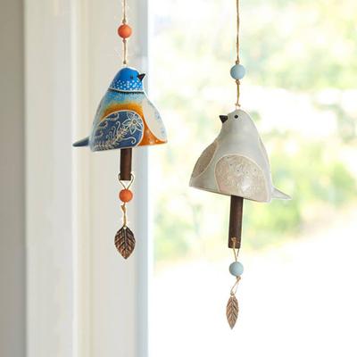 Bird Song Colorful Hanging Decoration Spring Resin Garden Bird Wind Chime Outdoor Bell Courtyard Bird Ornament Pendant Christmas