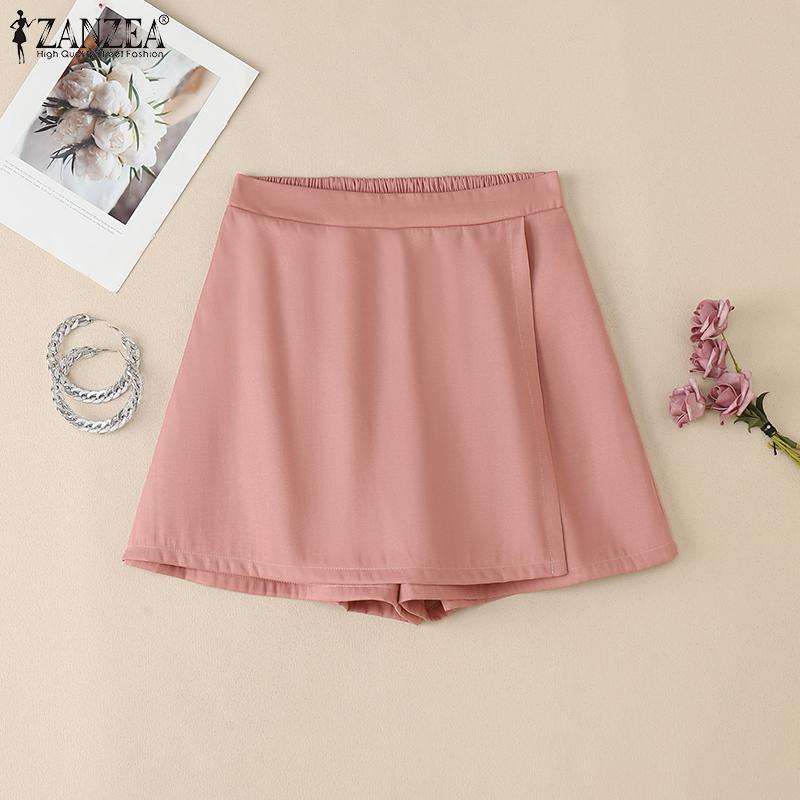 ZANZEA Womens Summer Solid Color Casual Culottes Shorts