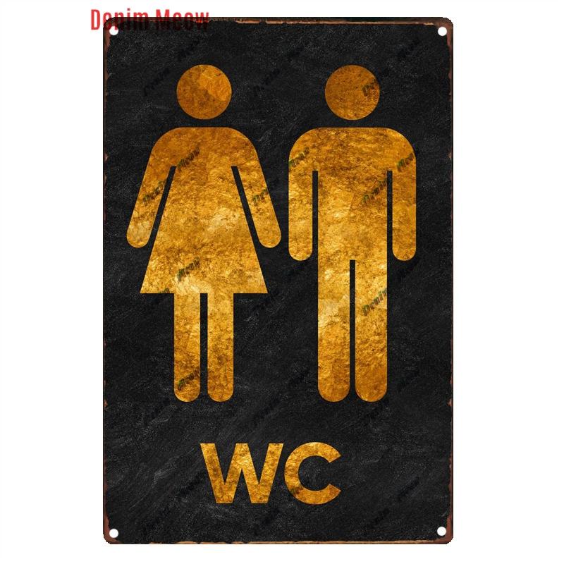 Funny Personalized Washroom, Metal Tin Signs, Vintage Toilet Sign, WC Lavatory Wall Art, Bathroom Decor, Restroom Plates, WY156
