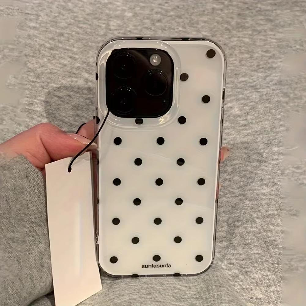 Minimalist Black and White Polka Dots Phone Case For iPhone 17 16 15 14 13 12 11 Pro MAX XR XSMAX 7 8 Plus Y2K Shockproof Cover