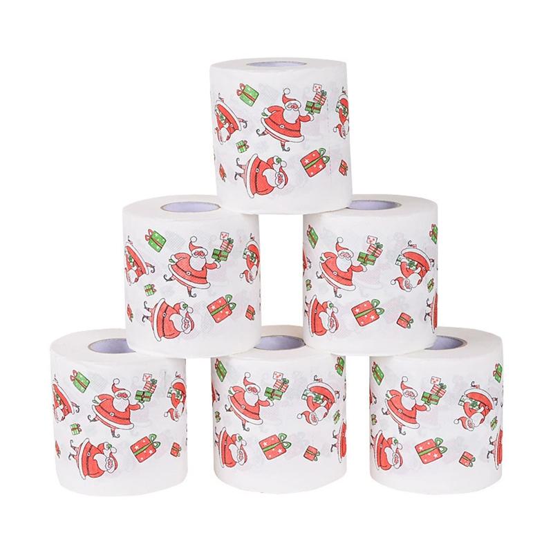 100G/Roll Wood Pulp Celebrations 10x10CM Disposable Santa Claus Dinners Xmas Christmas Tissue Chimney Pattern Design