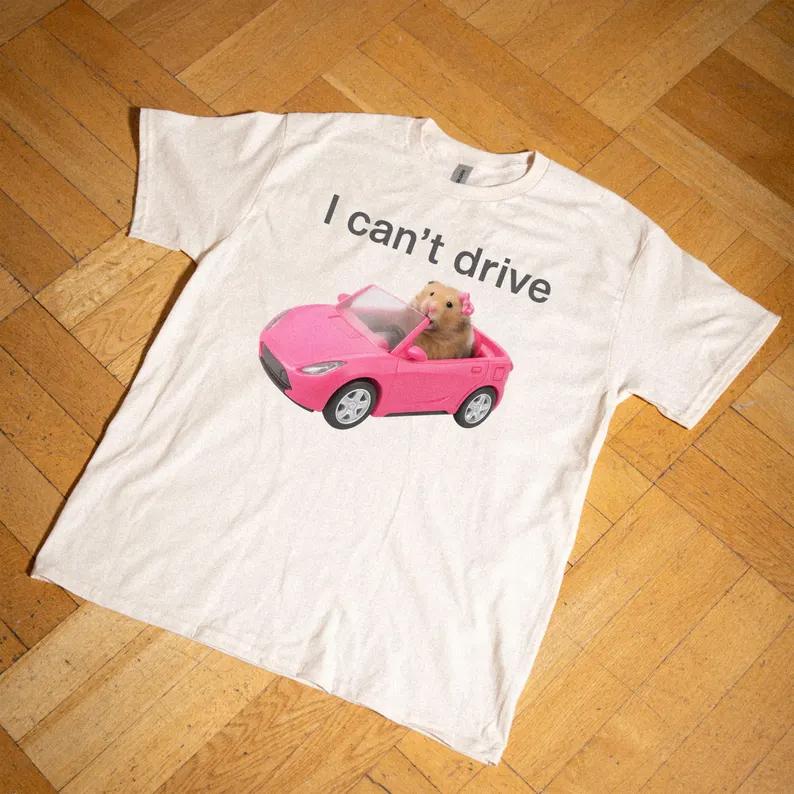 

Новая футболка с графическим принтом «Я не могу водить», забавный хомяк, терьер, забавные эмодзи, стильная, повседневная, высококачественная, с круглым вырезом, мужская футболка 4XL