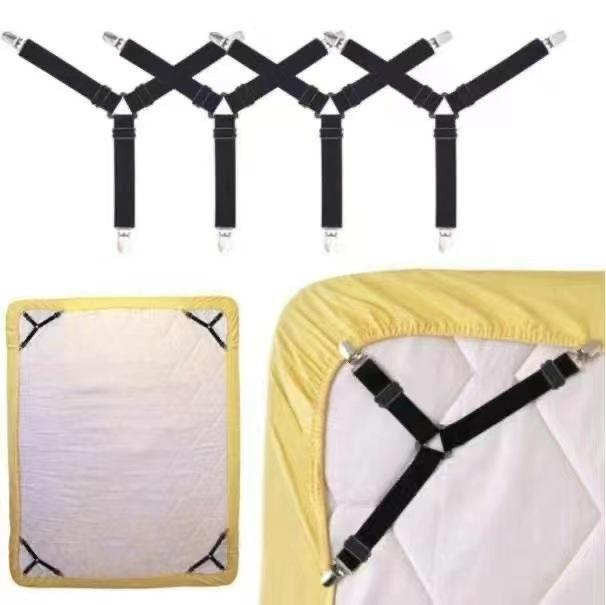 12 Clips Adjustable Elastic Bed Sheet Holder Non-Slip Mattress Grippers Black/White