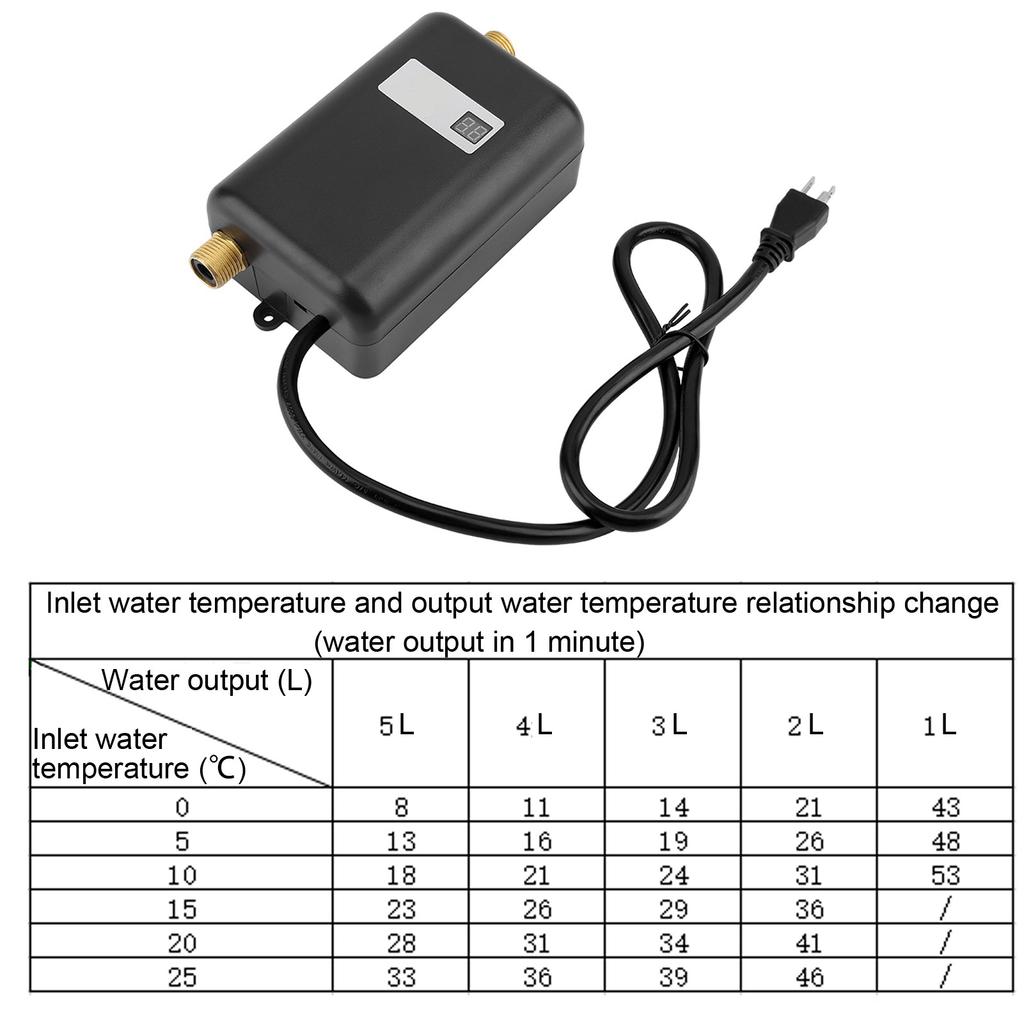 3000W Mini Electric Tankless Hot Water Heater Kitchen Washing Electric Water Heater Hot Water Heater Water Heater Water Heating
