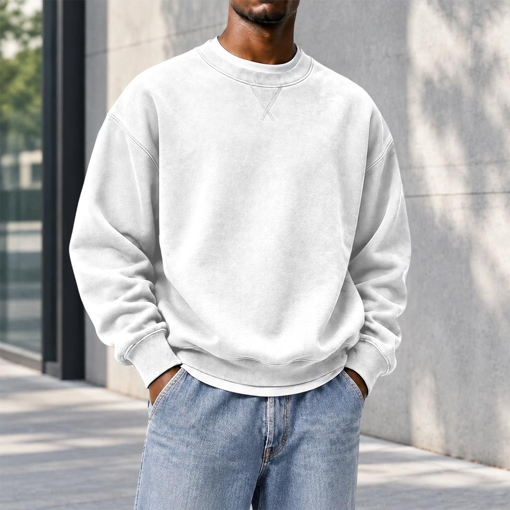 Sweatshirt à col rond coupe ample pour homme, Haut pull décontracté d'hiver pour un usage quotidien