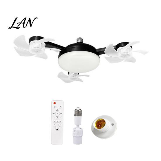 Adjustable Angle Fan Light 3/4/5 Blade Ceiling with & Remote Control, 2-in-1 Silent LED Drone Energy Saving Foldable Blades, 3-Speed Dimmable