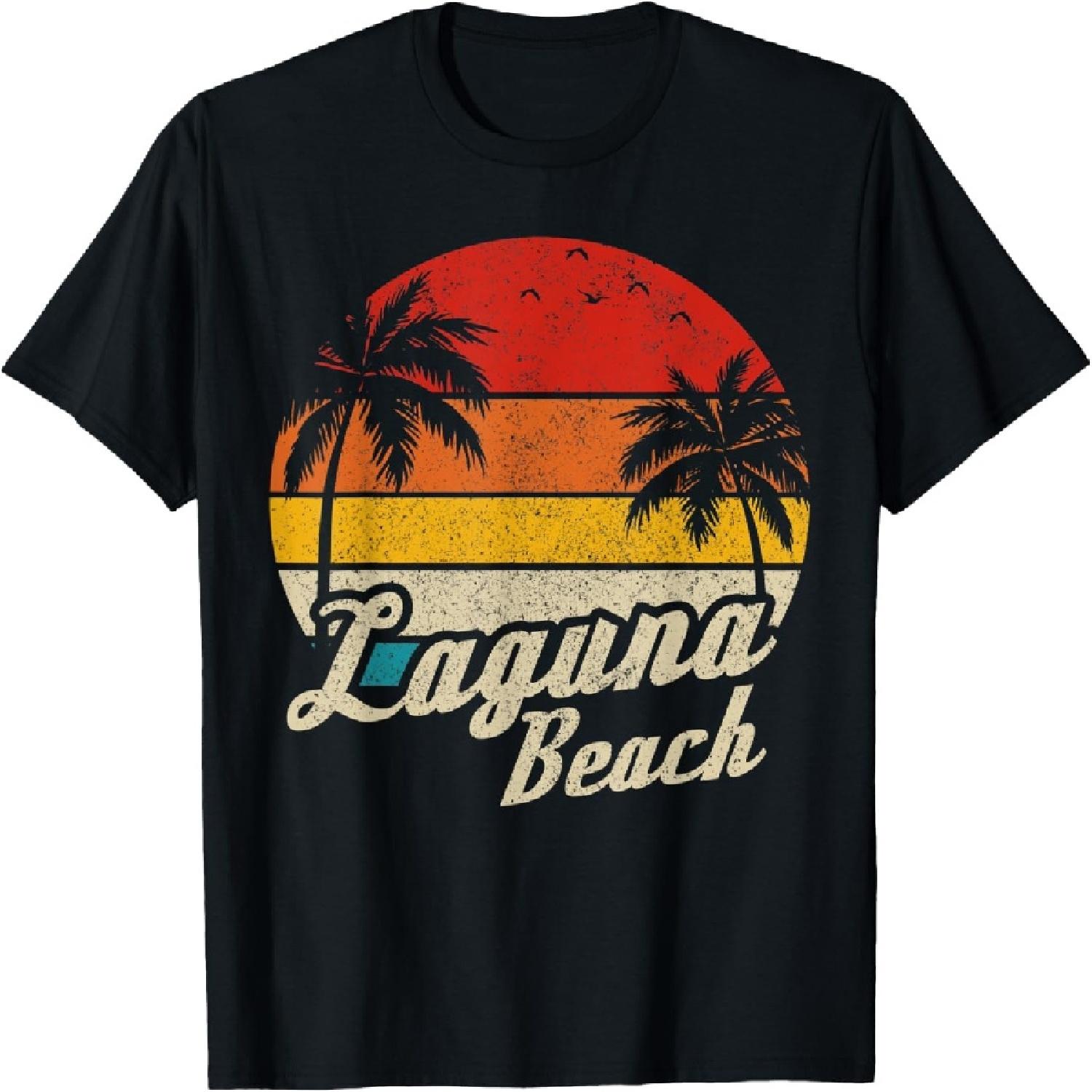 Laguna Beach California CA Vintage Sunset Retro Vacation T-Shirt for Men Women Kids S
