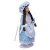 1:12 Dollhouse Ceramic Girl Figures Bendable Joints Girl Doll in Blue with Hood and Braids for Over