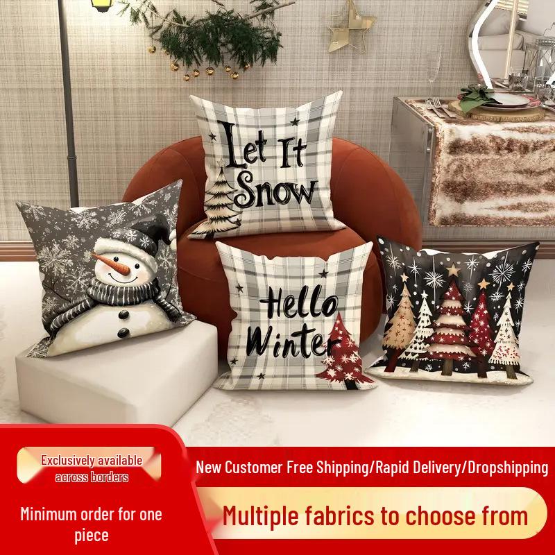Festive Plush Christmas Pillow Cover: Holiday Atmosphere Decoration for Living Room Sofa