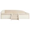 Cama Estofada Cama Infantil 90*190cm, Cama Multifuncional, Com Degraus e Grades de Proteção, Tecido de Veludo Amigo da Pele, sem Colchão Bege