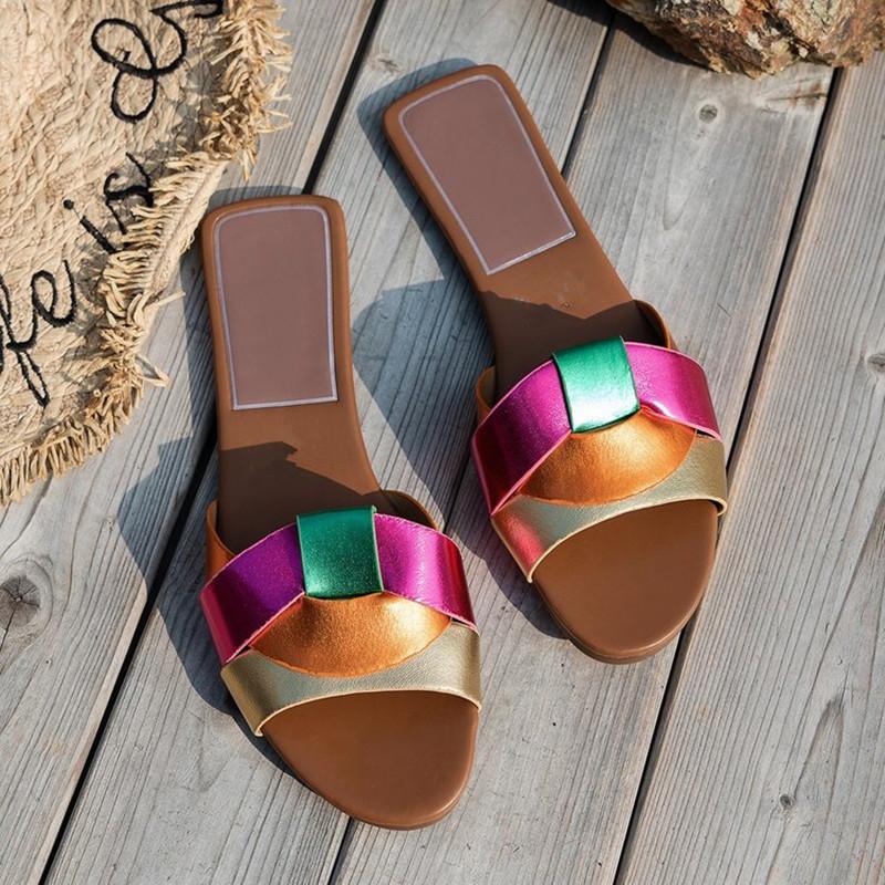 Spring and Summer Footwear Plus Size Slippers Flat Sandals Color Beach Shoes Women's Shoes