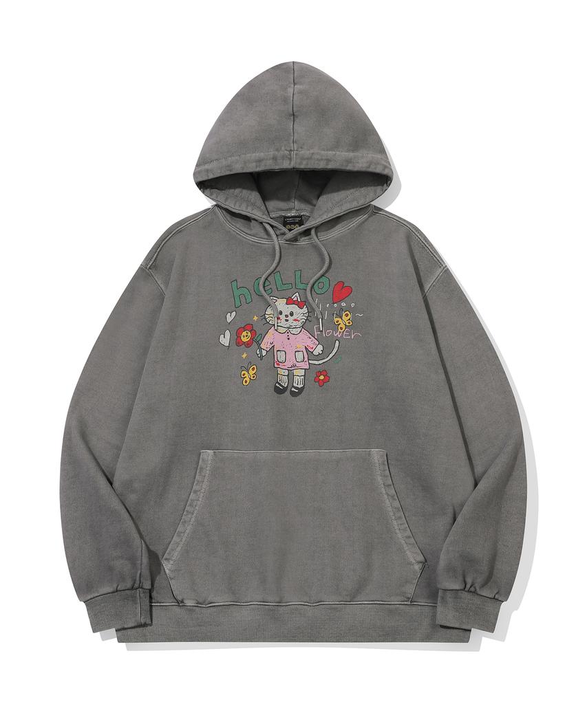 HELLOW Flower Pigment Hoodie Dark Gray