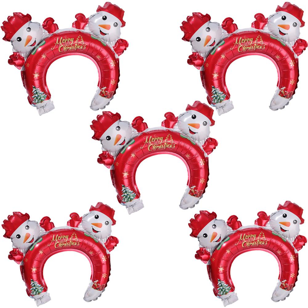 1/5pcs Kids Christmas Inflatable Balloon Headband Headdress Cartoon Santa Claus Elk Pattern Decorative Gifts for Holiday Scenes