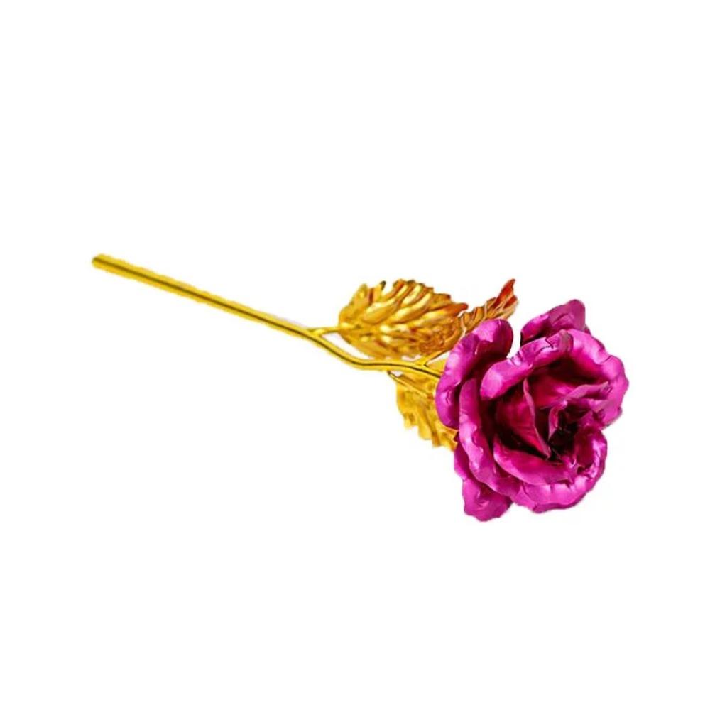 Flores Artificiais Douradas Rosa Banhada a Folha de Ouro 24K Presente de Dia dos Namorados para Esposa Casamento Dia das Mães Amor Eterno Rosas Douradas