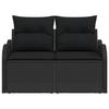 Canapé de jardin 2 places vidaXL avec rangement et coussins en poly rattan noir 42006731