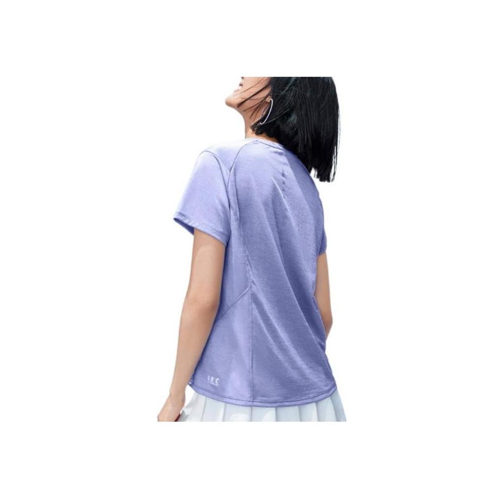 Anta Solid Color Round Neck Short Sleeve T-Shirt Women Tops Purple 162225104-4