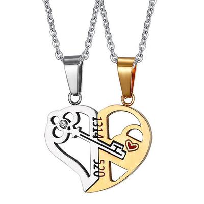 Heart-shaped Empty Key Couple Pendant for Men and Women Fashion Trend