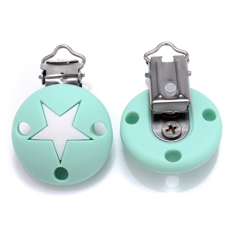 3Pcs Silicone Pacifier Clip Star Heart Round Silicone Clips for DIY Pacifier Chain Accessories Baby Soother Nursing Dummy Holder