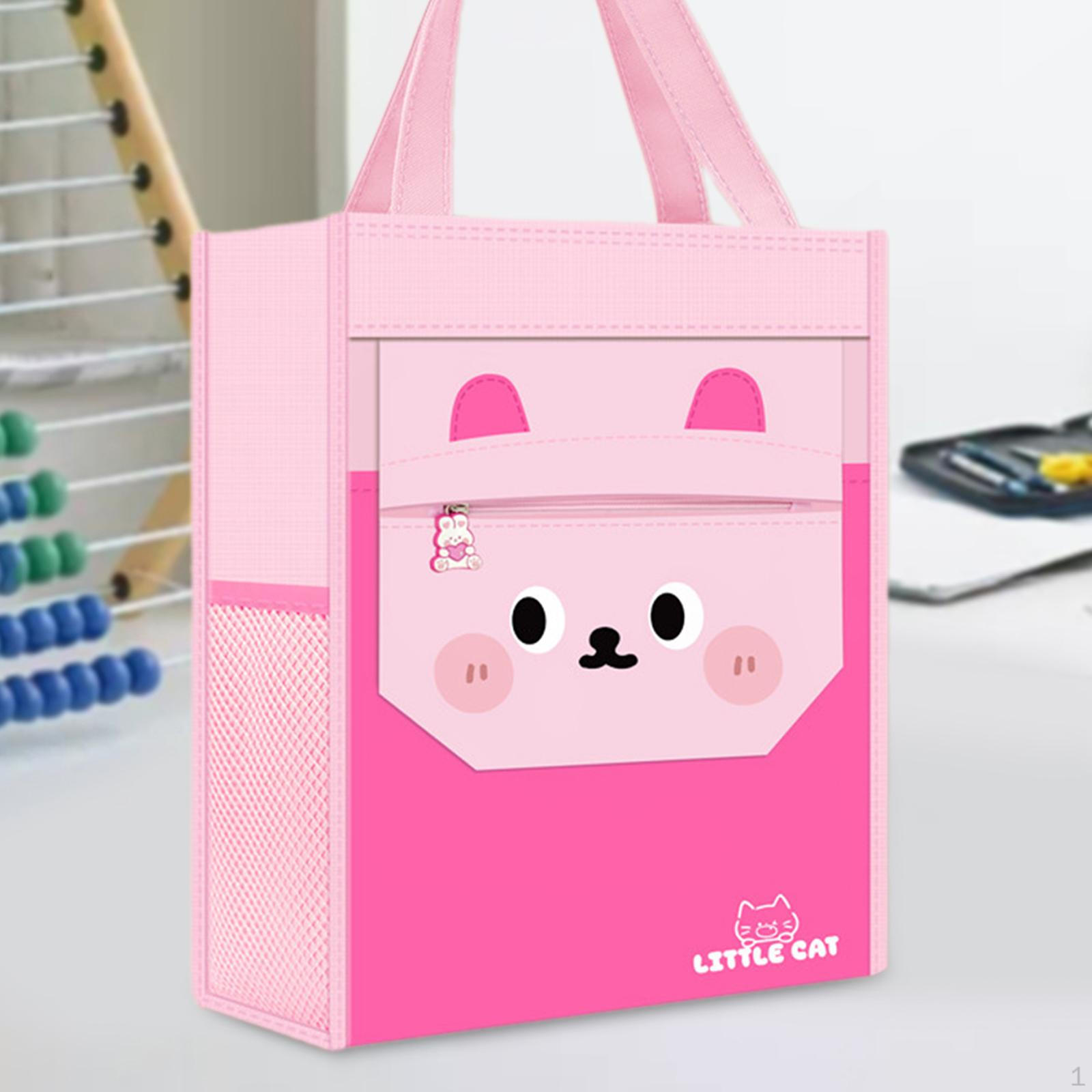 

Books Pouch Kids Tote Bag Oxford Cloth Lightweight Fashion Portable Tutoring Schoolbag for рожевий