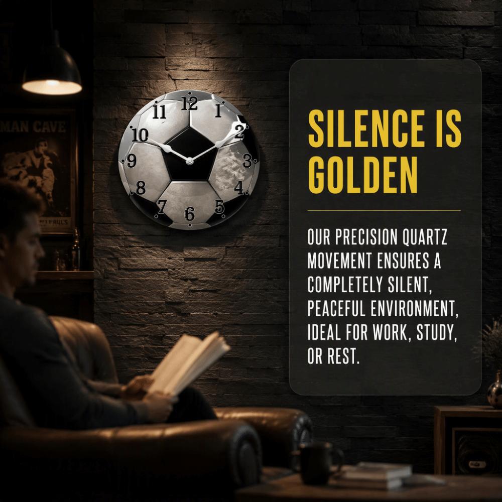 30cm Football-Themed Wooden Clock Solid Wood Soccer Quartz Clock Round Wall Clock  Living Room