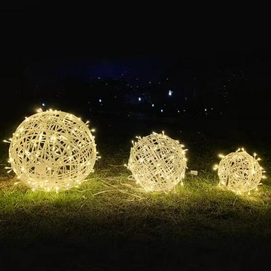 Outdoor LED Rattan Ball String Lights for Festivals and Landscape Decor