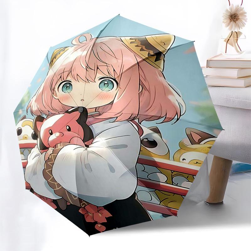 

1pc Cat Earcoat with Cherry Blossom Print - Automatic Opening Umbrella, Foldable Design, Iron Frame, Outdoor Use, Festival Gift, Suitable for Fans, Tr