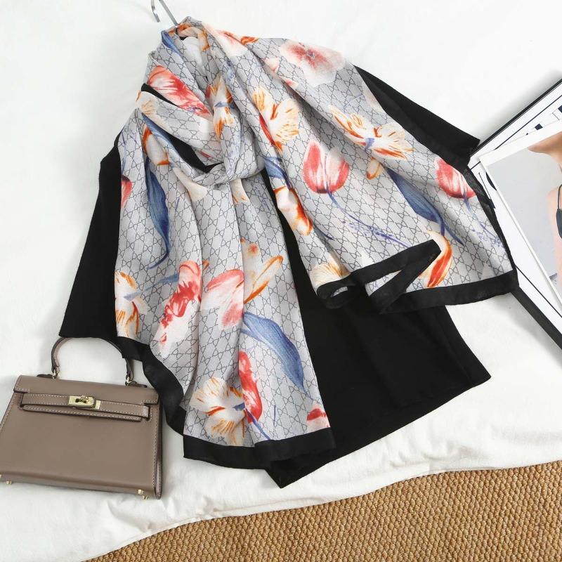 New Spring and Summer Silk Scarf Thin Yarn Scarf Cotton and Linen Feel Scarf Women's Autumn and Winter Versatile Long Yarn Shawl Dual-purpose