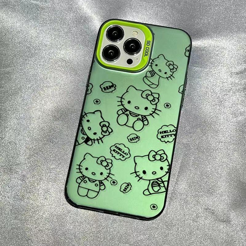 Cartoon KT Cat iPhone Case for iPhone 12 Pro Max/13/14/15/16/17, Silver,  Cross-Border Niche