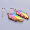 Natural Rainbow Solar Quartz Copper Birthday Dangle Drop Ethnic Earrings Jewelry V-2