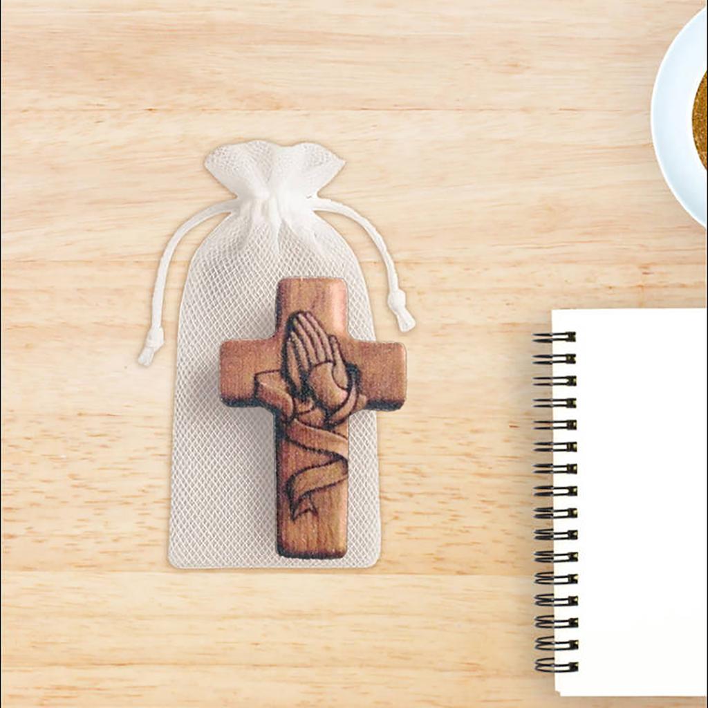 Croix de poche plate en bois 2D Ornement Cadeau