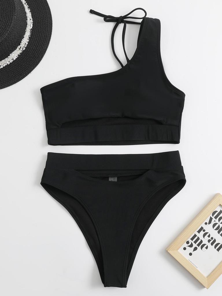 Women's Solid Color Sexy Cutout Split Swimsuit Bikini YW09