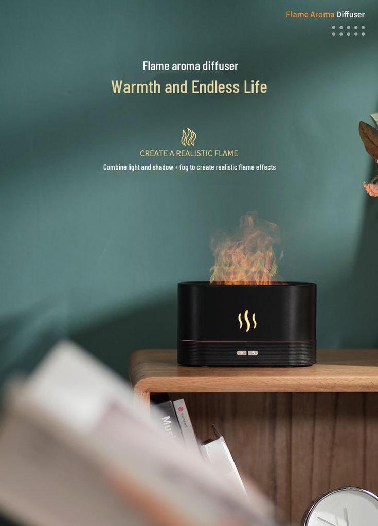 USB Aroma Diffuser with Seven-Color Light & Flame Simulation for Home