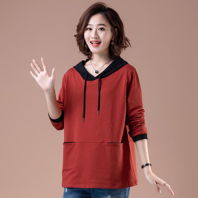 Women's Plus Size Velvet Hooded Sweatshirt - 2025 Autumn/Winter Mid-Aged & Sister Collection