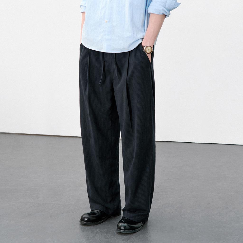 714STREET High-End Bubble Gauze Textured Fabric Slim Fit Wide Leg Pants Unisex Pants 612262-1