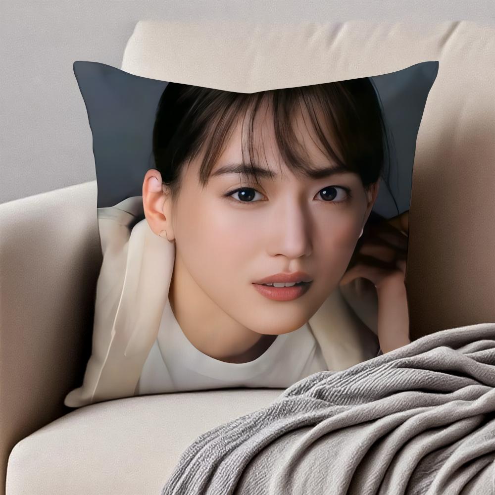 

HHaruka Ayase Japanese Star Cushion Cover Pillowcase Antidustmite Invisible Zipper Short Plush Sofa Cushion 30X30cm