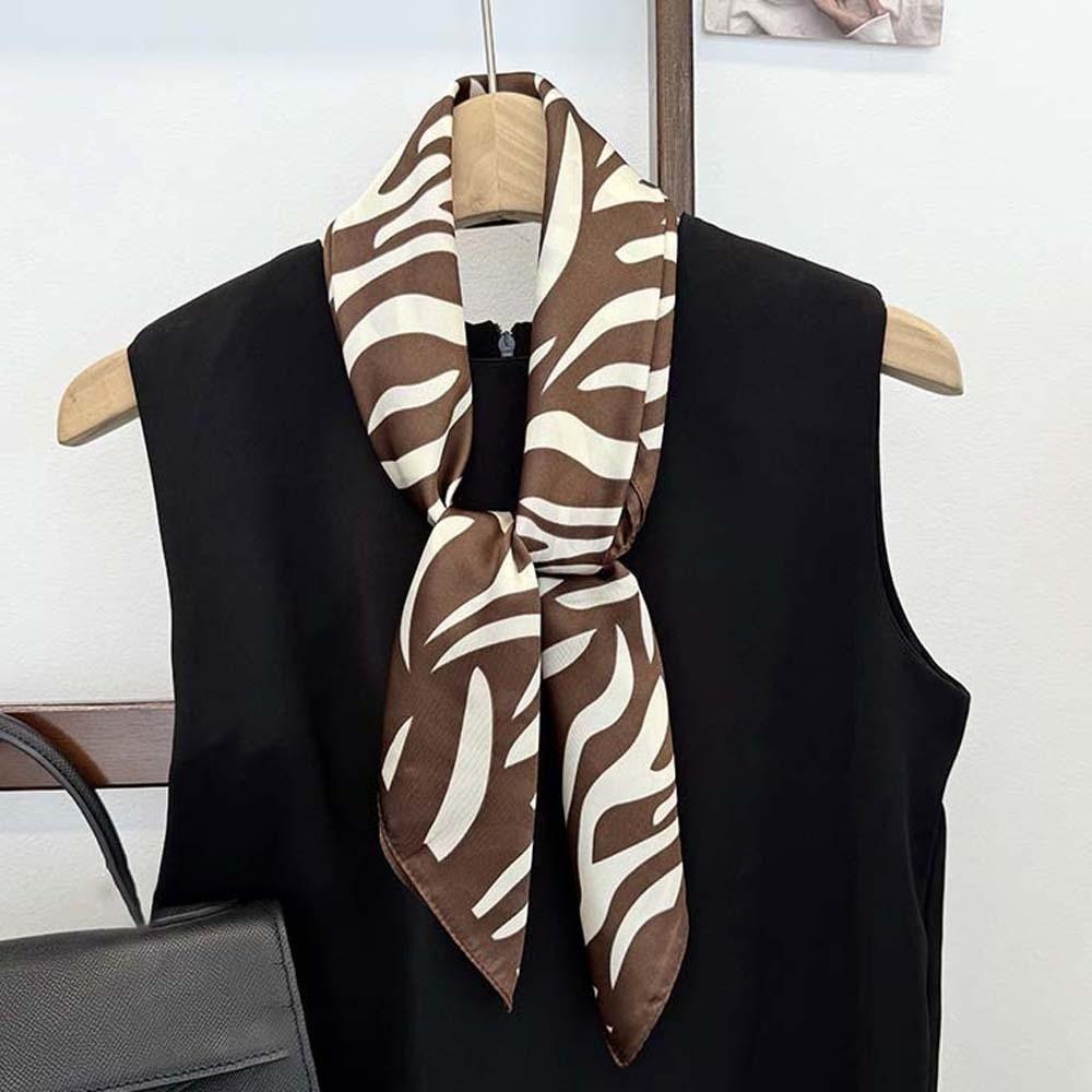 Patterned Shawl 90 CM Square Scarf Lightweight Printed Silk Scarf Stripes Square Headscarf  Women