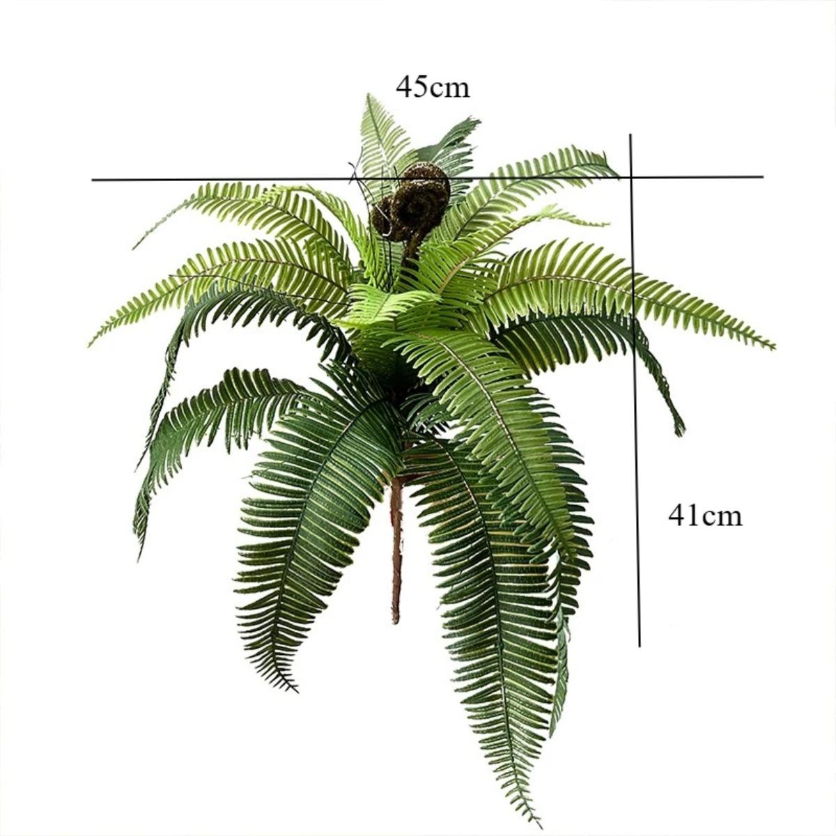 18 Leaves Artificial Boston Fern Soft Plastic Fake Plants UV-resistant Suitable For Outdoor Home Garden Decoration Shrub Plants