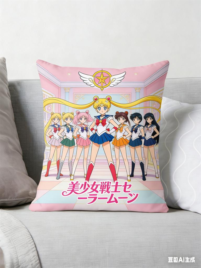 Sailor Moon Pillow Anime Fan Favorite Inner Senshi Print Decorative Pillow for Fans Magical Girl Home Decor and Anime Enthusia