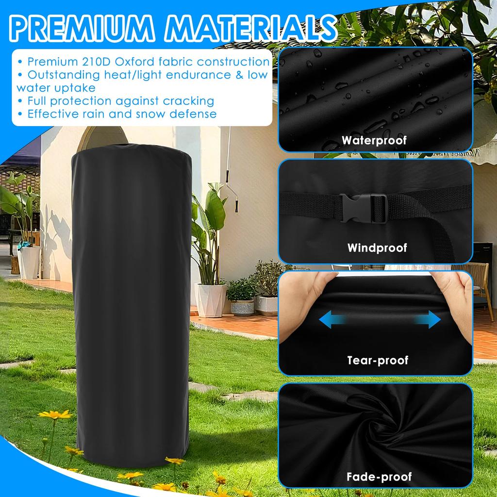 Patio Heater Cover Oxford Windproof Heater Cover Tear Resistant Waterproof Sunscreen Heater Protector for Home Outdoor Garden