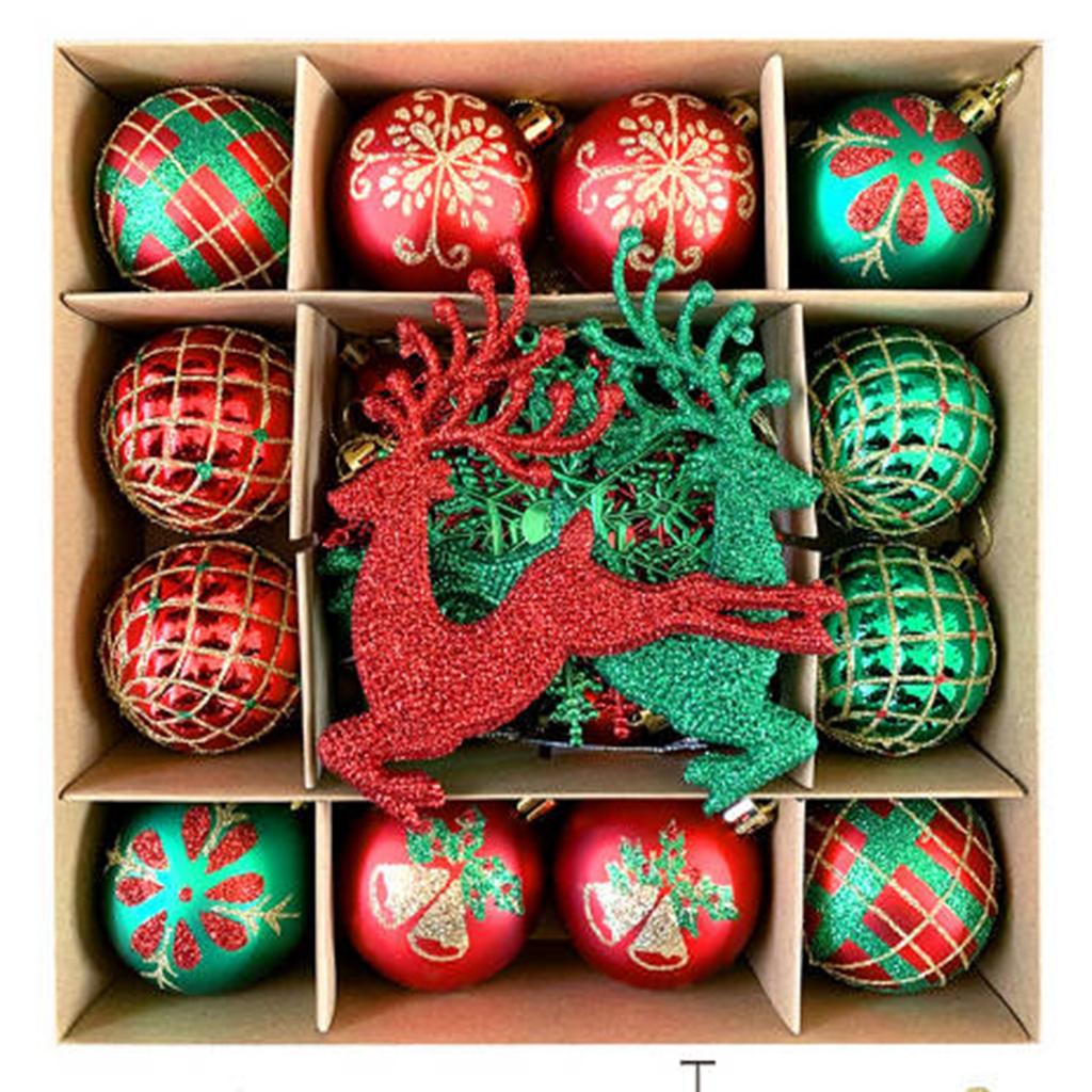 Christmas Decorations Electroplated Plastic Ball Ice Snowflake Elk Christmas Ball Set Pendant.