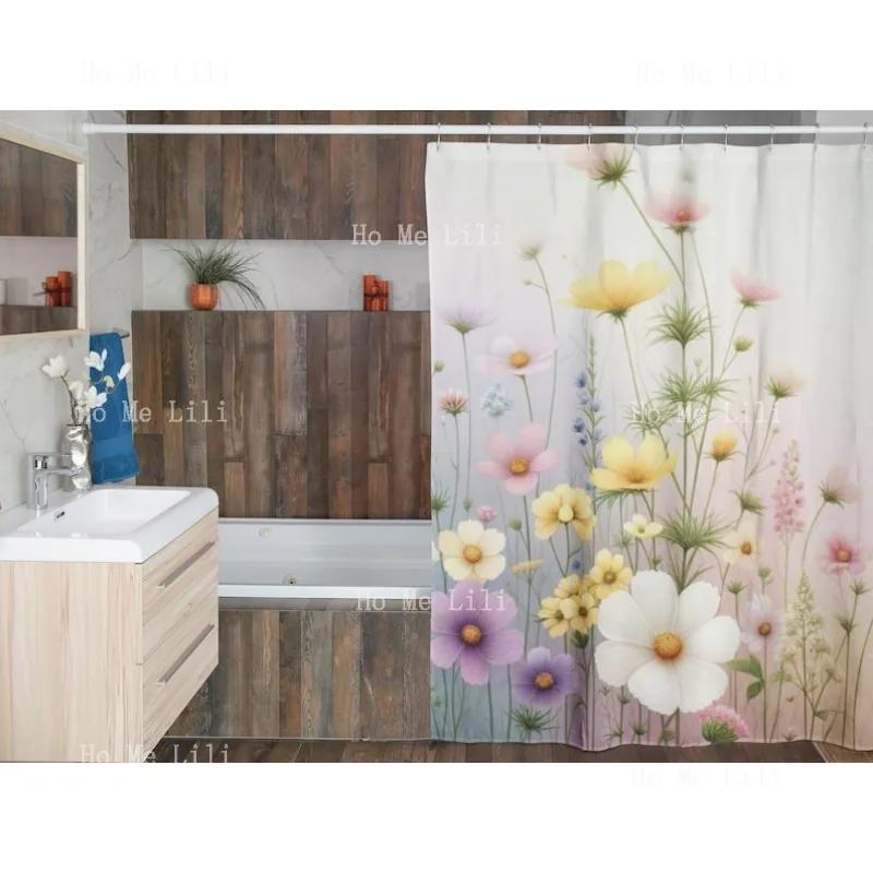 Wildflower Shower Curtains Housewarming Gift Home Botanical Curtain Wildflowers Decor Floral Bathroom Flowers