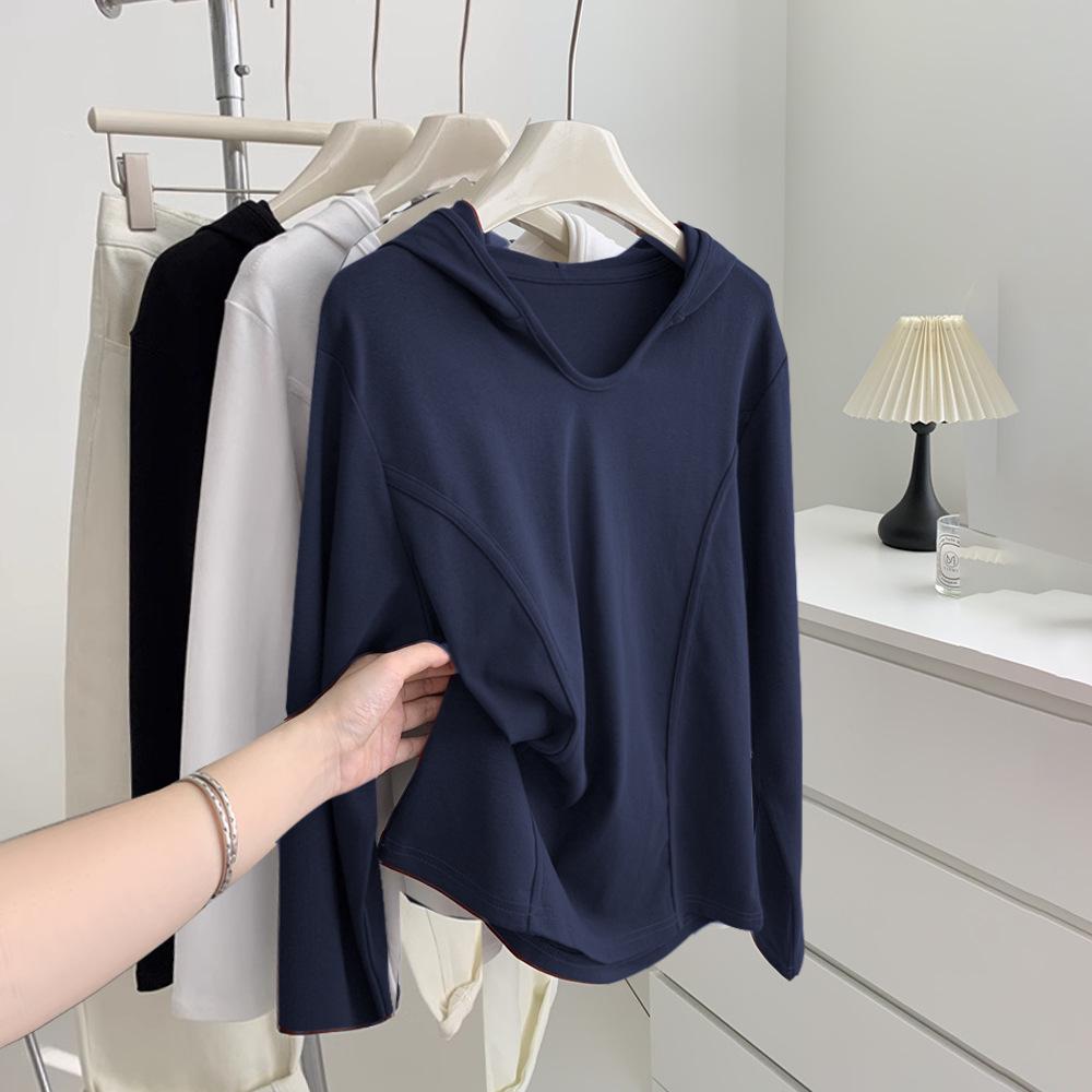 

Plus Size Slimming Hooded Long Sleeve T-Shirt for Spring and Autumn 4XL