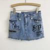 Summer New American Low Waist Spice Girl Graffiti Short Skirt Women's Skirt Retro Washing Hip Wrap Pants Skirt Trend